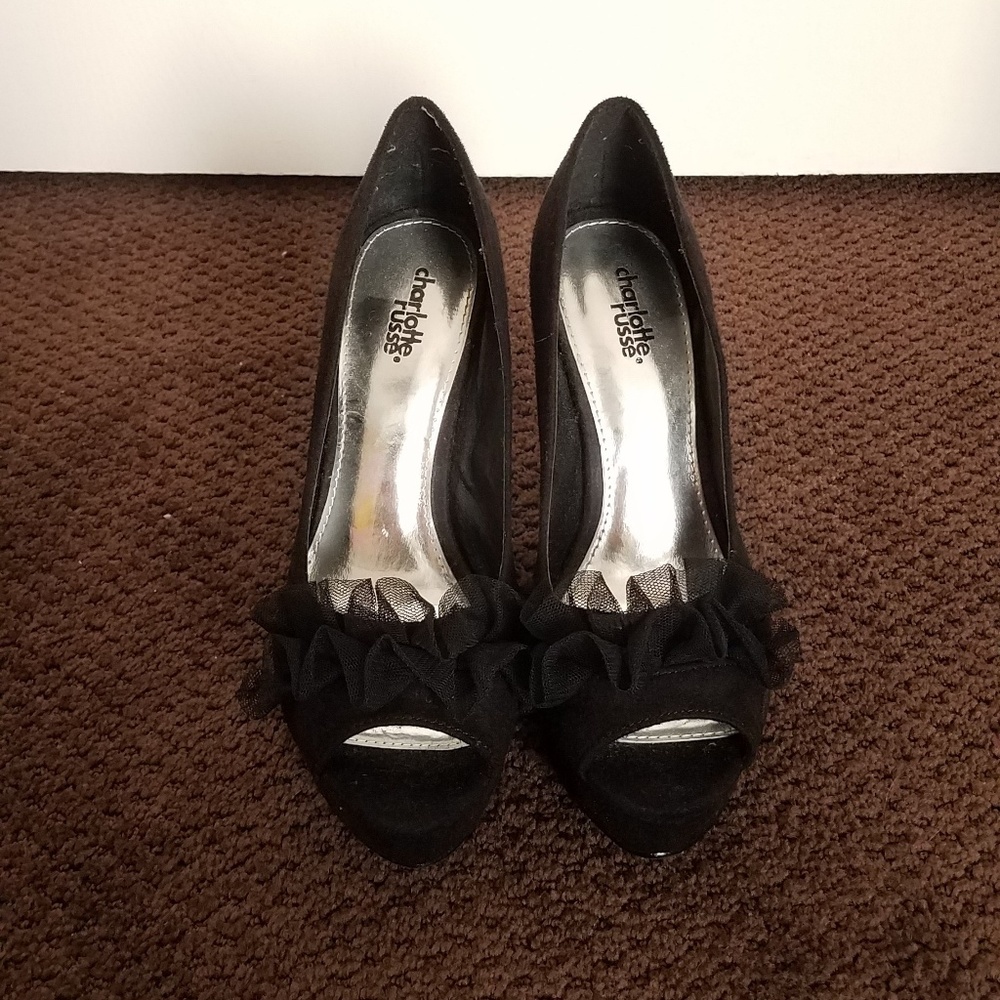 Black Peeptoe Charlotte Russe Platform Heels - EUC